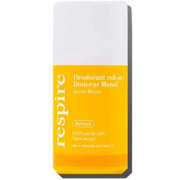 Respire Déodorant Roll-On Efficacité 24h - 50 ml - Monoï - Protection 24h naturelle
