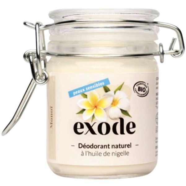 Exode Déodorant Baume Bio Peaux Sensibles à l'Huile de Nigelle 50g Monoï – Efficacité 48h