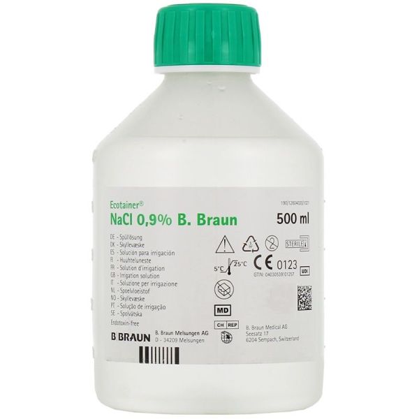 B Braun Ecotainer NaCl 0,9% Solution d'Irrigation - Sérum Physiologique - 500ml