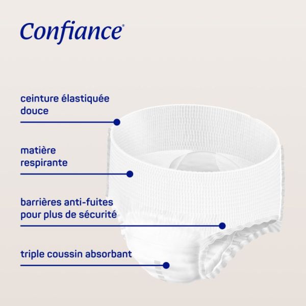 Confiance Mobile 7 Gouttes Taille XS – 14 slips absorbants jour et nuit, discret et confortable, absorption rapide