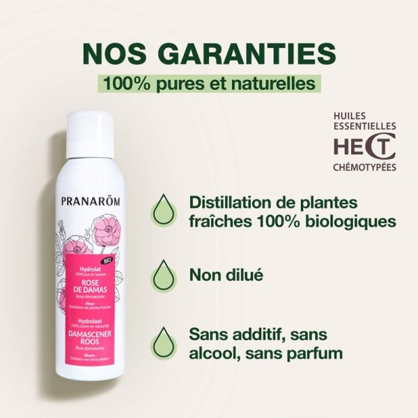 Pranarôm Hydrolat de Rose de Damas Tonifiant Bio 150ml – Éclat et jeunesse