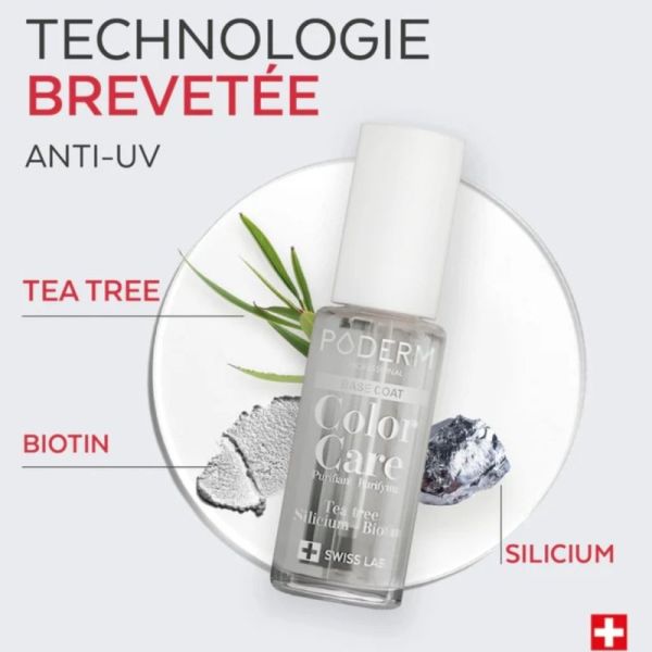 Poderm Base Coat Color Care Tea Tree 8 ml - Base protectrice pour ongles abîmés
