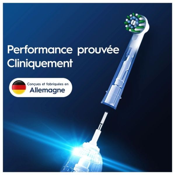 Oral-B Pack de 3 brossettes Pro Cross Action Blanches - Elimination optimale de la plaque dentaire