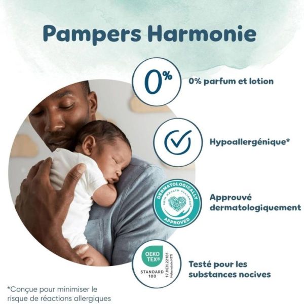 Pampers Harmonie Couches Taille 3 (6-10kg) Maxi Pack x 87 couches - Protection douce et absorption jusqu'à 12h
