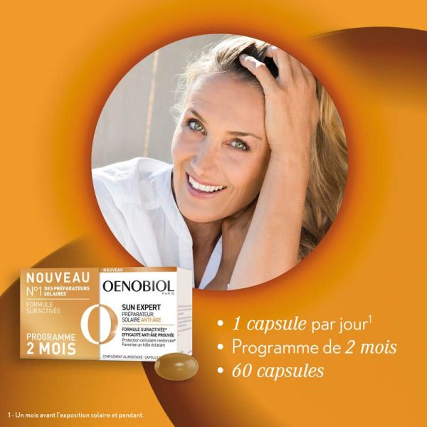Oenobiol Sun Expert Préparateur Solaire Anti-âge - Lot de 2 x 30 Capsules - Préparation de la peau au soleil