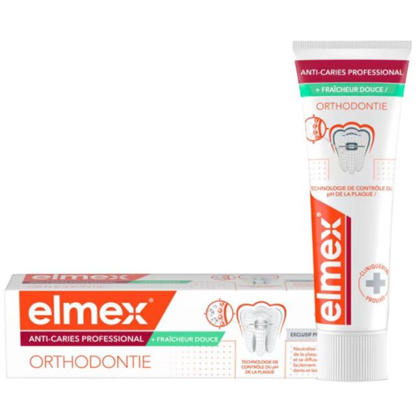 Elmex Dentifrice Anti-Caries Professional Orthodontie 75 ml - Protection anti-caries pour porteurs d’appareils