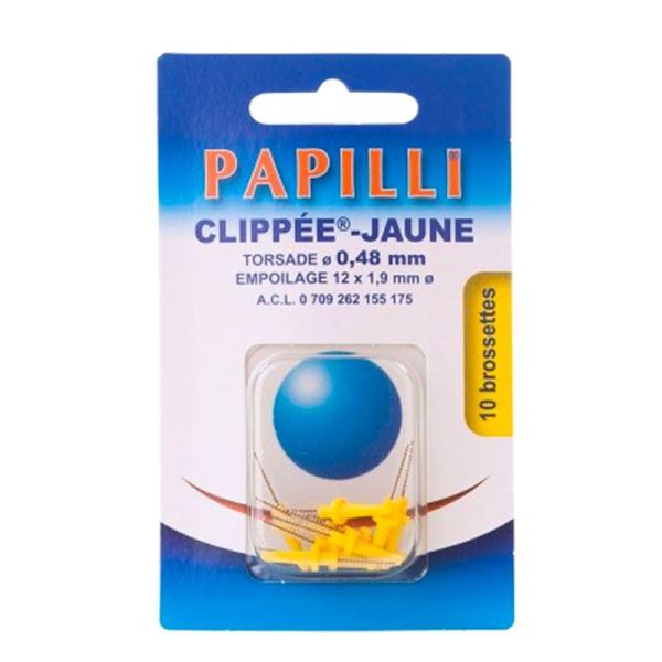 Papilli Clippée Brossettes Interdentaires - Jaune - 0,48mm - Lot de 10