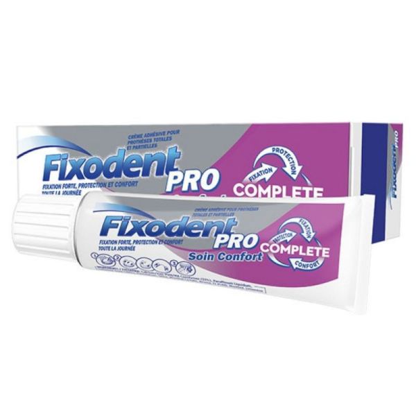 Fixodent Pro Crème Adhésive Complet Soin Confort Pour Prothèses Dentaires 47g