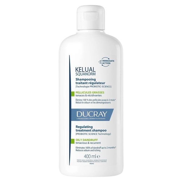 Ducray Kelual Squanorm - Shampoing Traitant Régulateur Pellicules Grasses - 400ml