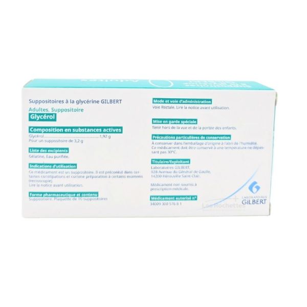 Gilbert Suppositoire à la glycérine Adulte - 10 suppositoires