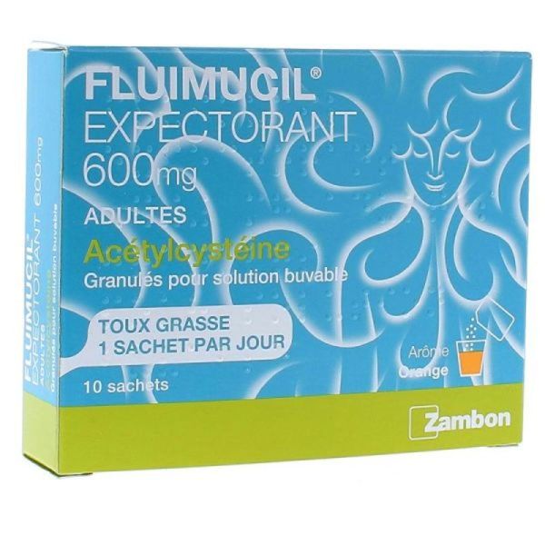 Fluimucil Expectorant 600 mg Adultes Toux Grasse 10 sachets - Acétylcystéine