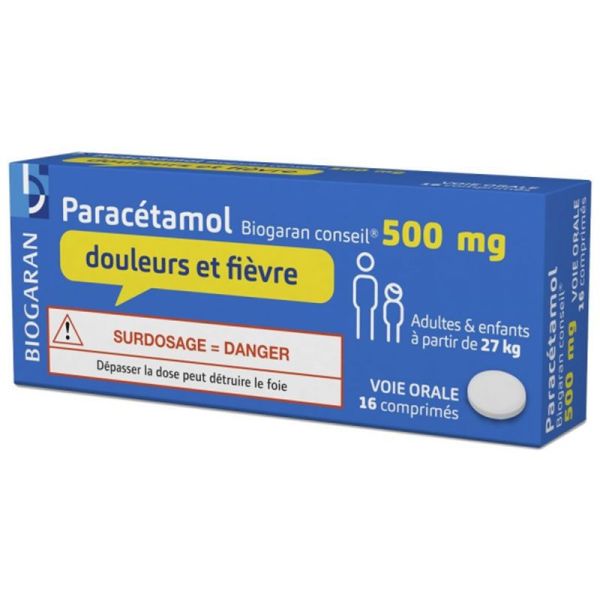 Paracétamol Biogaran Conseil 500 mg Comprimés 16 unités