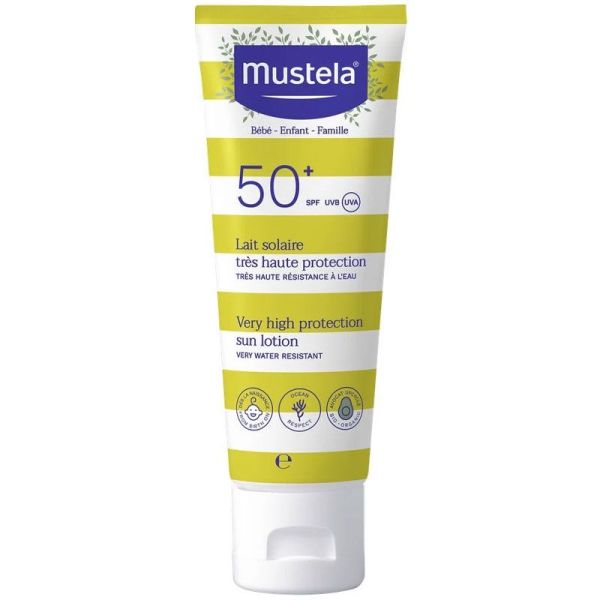 Mustela Lait Solaire Très Haute Protection SPF50+ 100 ml - Bébé, enfant, famille, résiste à l'eau