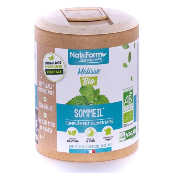 Nat&Form Écoresponsable Mélisse Bio Sommeil - 200 Gélules