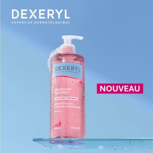 Dexeryl Gel douche hydratant apaisant 500 ml - Nettoie en douceur et apaise les peaux sèches à très sèches