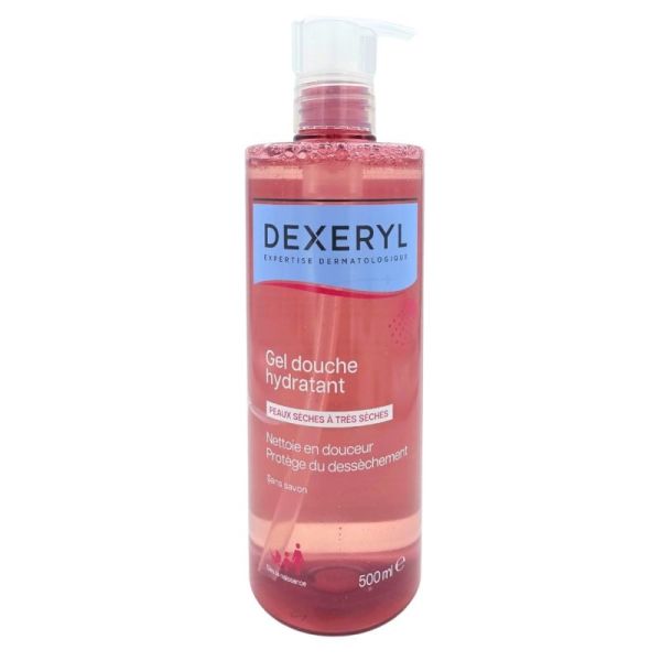 Dexeryl Gel douche hydratant apaisant 500 ml - Nettoie en douceur et apaise les peaux sèches à très sèches