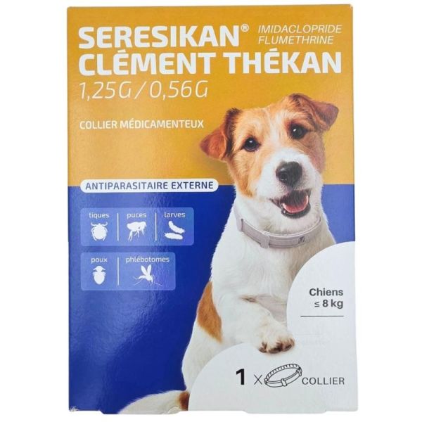Clément Thékan Seresikan Collier médicamenteux Chiens ≤ 8 kg - Traitement et prévention des infestations par les puces et les tiques