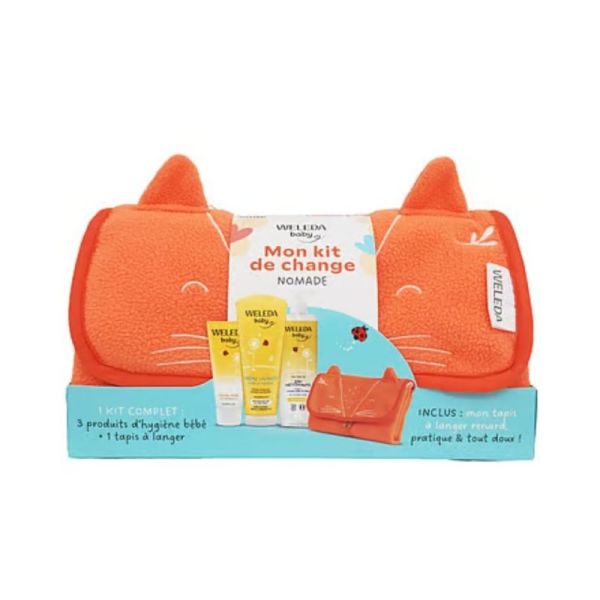 Weleda Mon kit de change nomade Kit 3 soins et tapis à langer - Soin doux et apaisant au calendula bio pour le change et la toilette de bébé