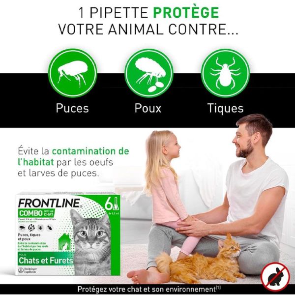 Frontline Combo Chats et Furets 6 Pipettes - Anti-puces, tiques et poux