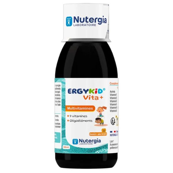 Nutergia Ergykid Vita + Multivitamines - 150ml - Goût Abricot - Croissance et Vitalité Dès 3 ans