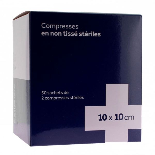 Raffin Medical Compresses Stériles Non Tissées 3M - Nettoyage des Plaies - 10 x 10cm - 50 Sachets de 2 compresses