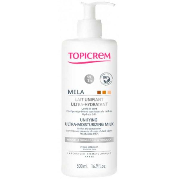 Topicrem MELA Lait Unifiant Ultra-Hydratant - 500 ml - Soin unifiant, correcteur de taches et hydratant