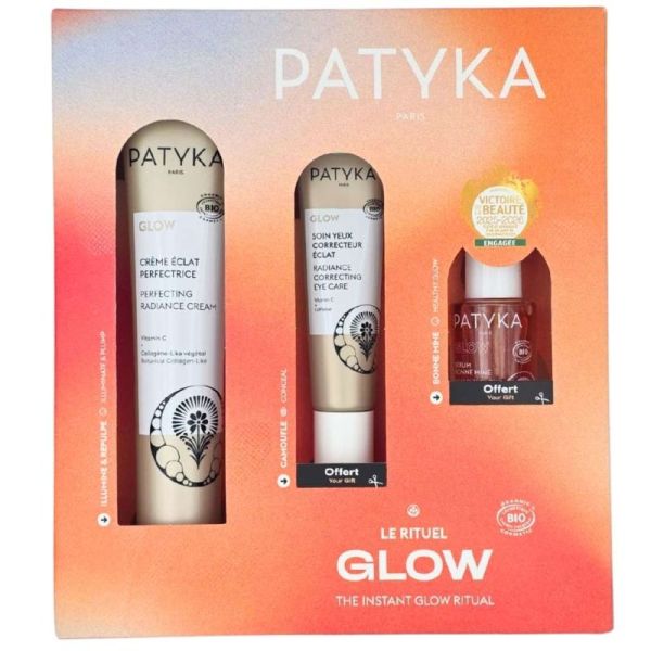 Patyka Coffret Le Rituel Glow Crème Éclat Perfectrice 40 ml + Soin Yeux Correcteur Éclat 12 ml + Sérum Bonne Mine 7 ml - Eclat et hydratation
