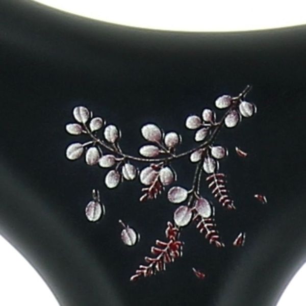 Cannes Fayet Canne de Marche Réglable Alu Noir Motif Floral 3D Poignée en Bois Noir