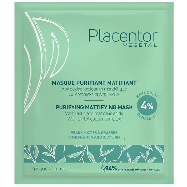 Placentor Végétal Masque Purifiant Matifiant Peaux Mixtes à Grasses - 25g