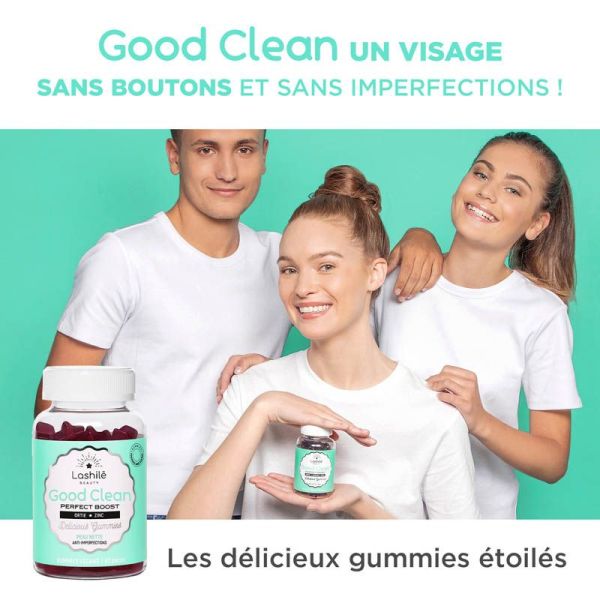 Lashilé Beauty Good Clean Perfect Boost Peau Nette - Réduit les Imperfections de la Peau -  60 Gummies