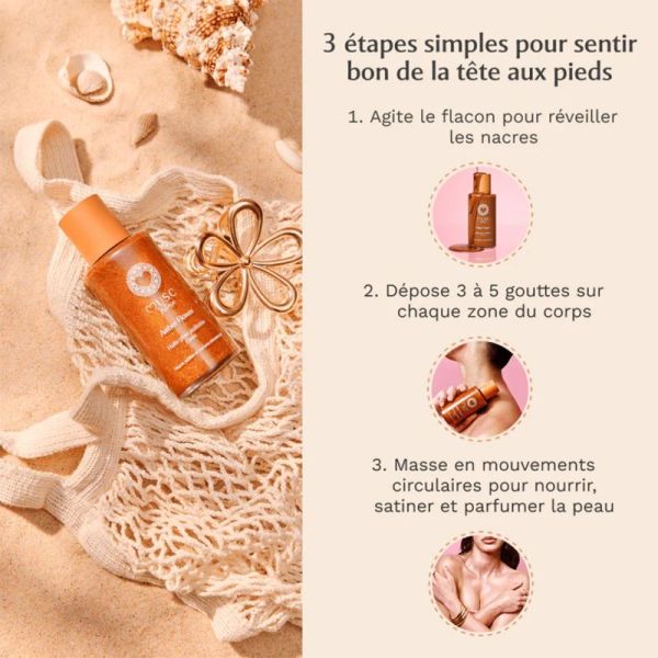 Musc Intime Huile Glow Pailletée Corps Amber Flower 100 ml – Huile sèche nutritive sublimatrice nacrée