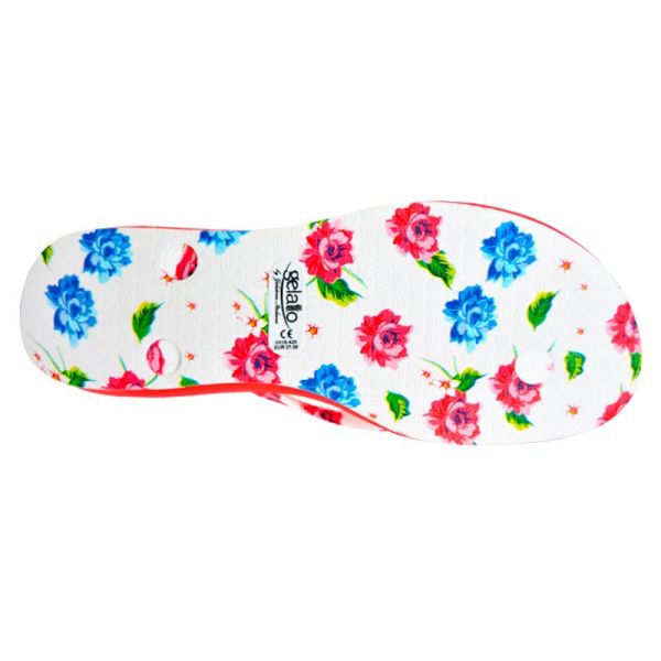 Gelato Tong Semelle Anatomique - 1 Paire - Couleur : Rouge Fleuri - Taille : 41-42