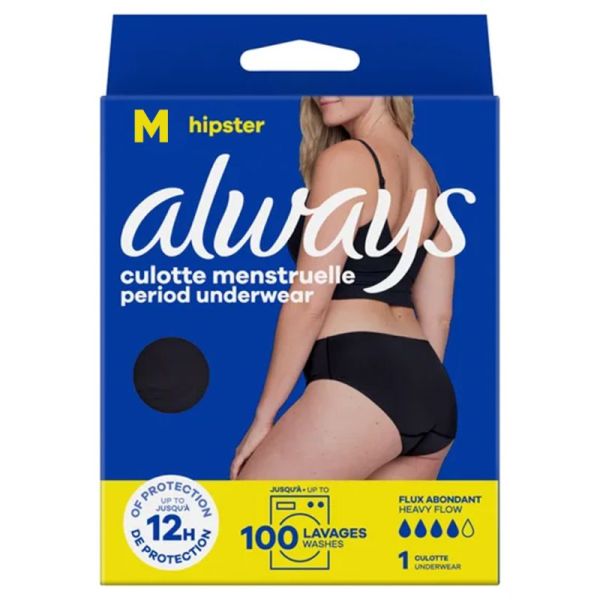 Always Culotte Menstruelle Lavable Hipster Flux Moyen à Abondant Taille M – Confort et protection