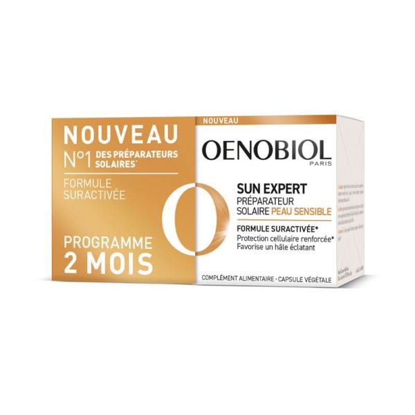 Oenobiol Sun Expert Préparateur Solaire Peau Sensible - Lot de 2 x 30 Capsules - Préparation solaire adaptée