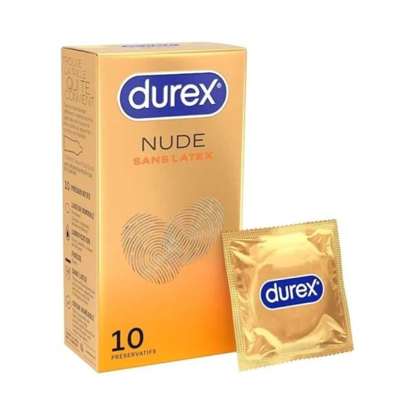 Durex Nude Préservatifs Sans Latex x10 - Sensation peau contre peau