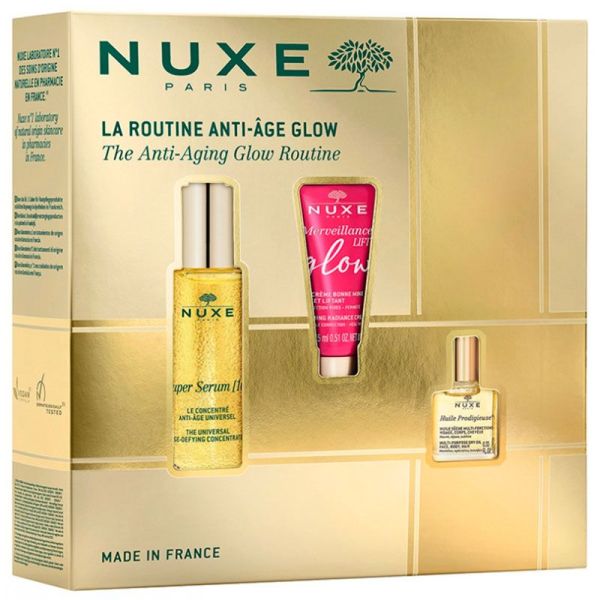 Nuxe Coffret La Routine Anti-Âge Glow - Super Sérum + Crème Bonne Mine + Huile Prodigieuse