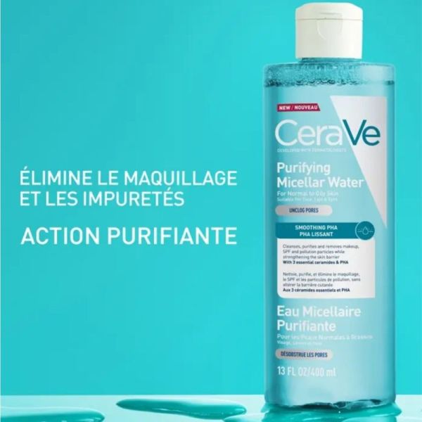 CeraVe Eau Micellaire Purifiante 400ml - Nettoie, purifie et resserre les pores