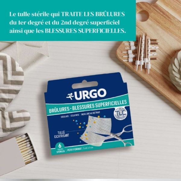 Urgo Brûlures et Blessures Superficielles Tulle Stérile - Soulage la douleur et favorise la cicatrisation