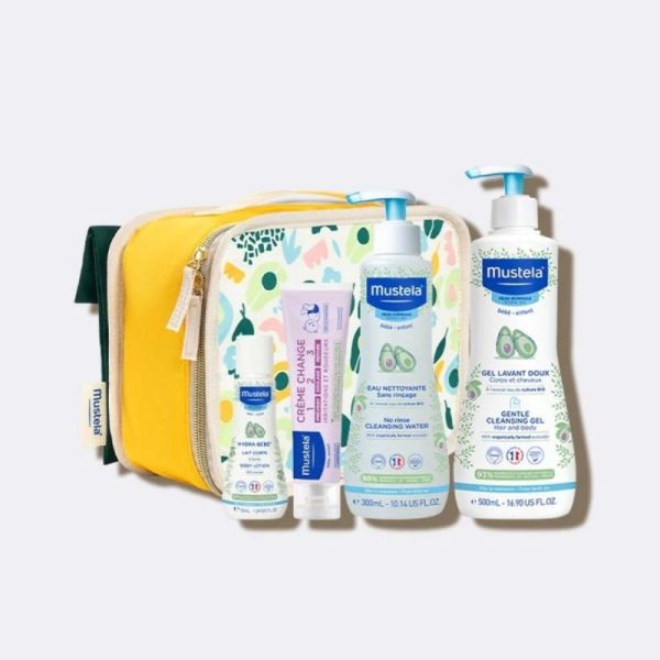 Mustela Sac à Dos Mes Premiers Produits - Gel lavant + Eau nettoyante + Lait hydratant + Crème change