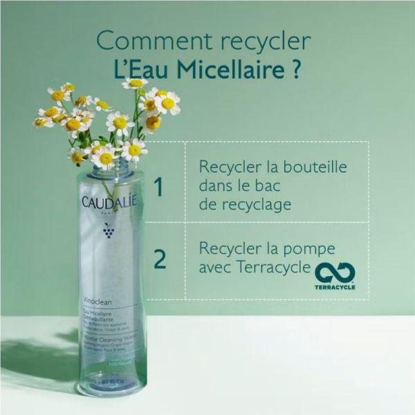 Caudalie Vinoclean Eau Micellaire Démaquillante 100ml - Nettoie, démaquille et apaise le visage et les yeux en un seul geste