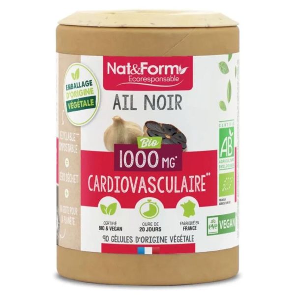 Nat&Form Ail Noir Fermenté Bio - 90 gélules - Antioxydant naturel et soutien cardiovasculaire