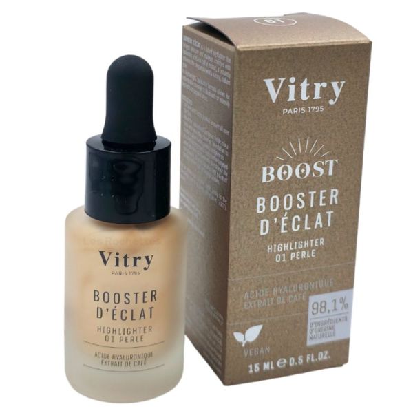 Vitry Boost Booster d'Éclat Highlighter 01 Perle 15 ml - Enlumineur hybride pour un fini lumineux naturel et sur mesure