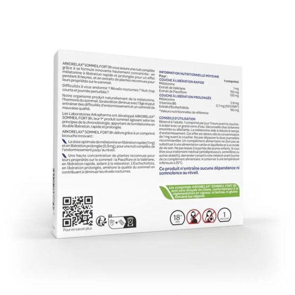 Arkopharma Arkorelax Sommeil Fort 8H 15 comprimés