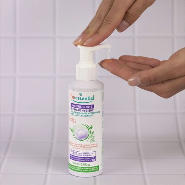 Puressentiel Hygiène Intime Huile Micellaire Nettoyante Bio 150 ml – Apaise les irritations, hydrate et protège la flore