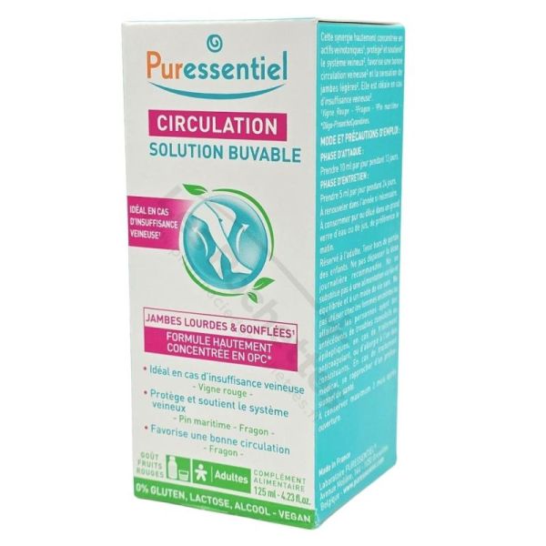 Puressentiel circulation - Solution buvable - Jambes lourdes et gonflées - 125ml