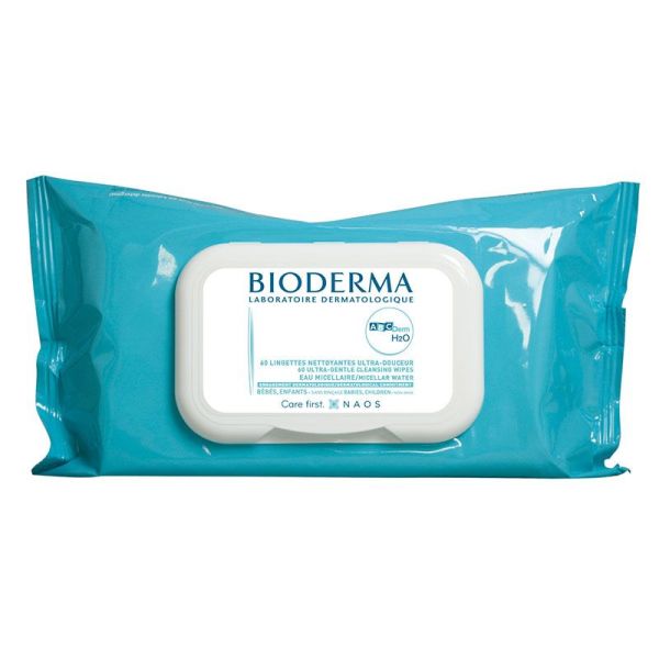 Bioderma ABCDerm H20 60 Lingettes Nettoyantes