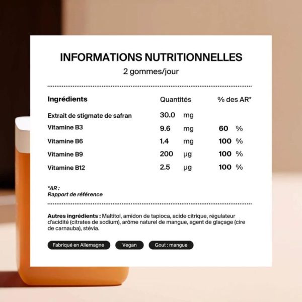 Naali Gummies Anti-Stress & Anxiété au Safran - 42 Gummies Mangue