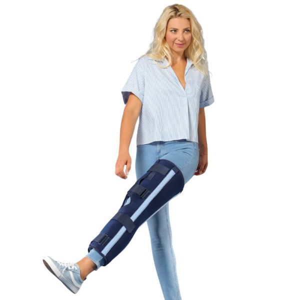 Thuasne Ligaflex Immo 0° Attelle Immobilisation du Genou Bleu - Hauteur 50cm - Taille S
