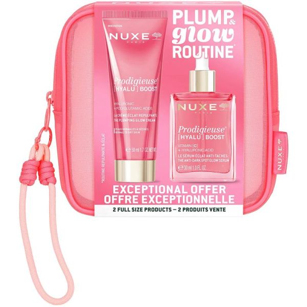 Nuxe Prodigieuse Hyalu Boost Routine Plump & Glow - Crème Éclat 50ml + Sérum Éclat 30ml - Repulpe, unifie et révèle l’éclat