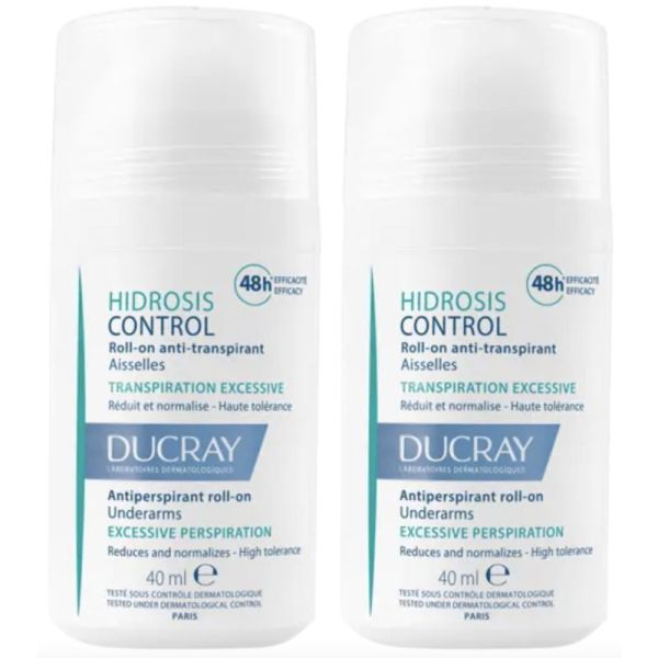 Ducray Hidrosis Control Roll-On Anti-Transpirant Aisselles 2x40ml – Régulation transpiration